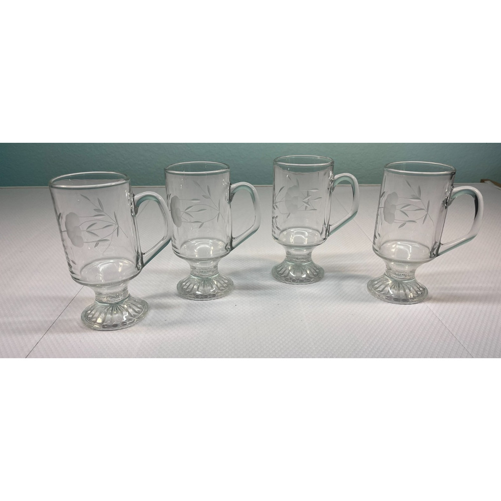 Princess House Heritage Clear Glass Irish Mug Set Qty 4 (0332) - Picture 3 of 3